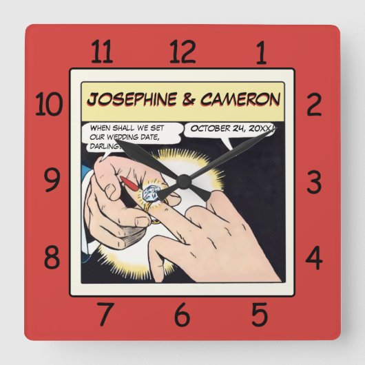 Carrée Mariage Bling Style Bling Horloge rouge (Recto)