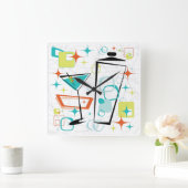 Carrée Martinis A Go-Go Horloge (Maison)