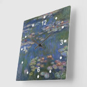 Carrée Monet Water Lilies Horloge Mur (Angle)