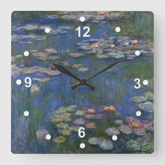Carrée Monet Water Lilies Horloge Mur