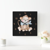 Carrée Monkey Mike Wall Horloge (Maison)