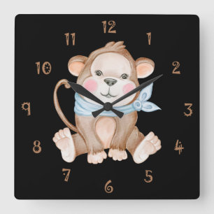 Carrée Monkey Mike Wall Horloge