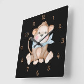 Carrée Monkey Mike Wall Horloge (Angle)