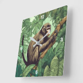 Carrée Monkey Wall Horloge (Angle)