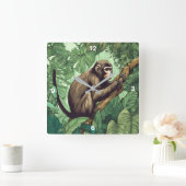 Carrée Monkey Wall Horloge (Maison)