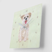 Carrée Morkie Chien Carré Acrylique Horloge Mur Avec Chif (Angle)