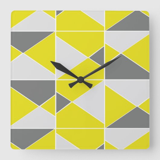 Carrée Motif gris jaune - Horloge (Recto)