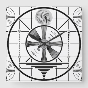Carrée Motif indien de test TV Horloge