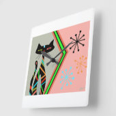 Carrée Moyenne siècle moderne horloge chat atomique maiso (Angle)