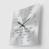 Carrée Musique Horloge Mur À Thème, Décor Clé Argent Treb (Angle)