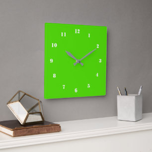 Carrée Neon Green Horloge Couleur personnalisée Concevez 