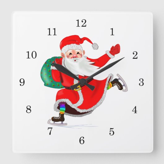 Carrée Noël horloge Père Noël avec cadeau (Recto)