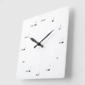 CARRÉE NOTE MUSICALE MUR HORLOGE NOIR ET BLANC (Angle)