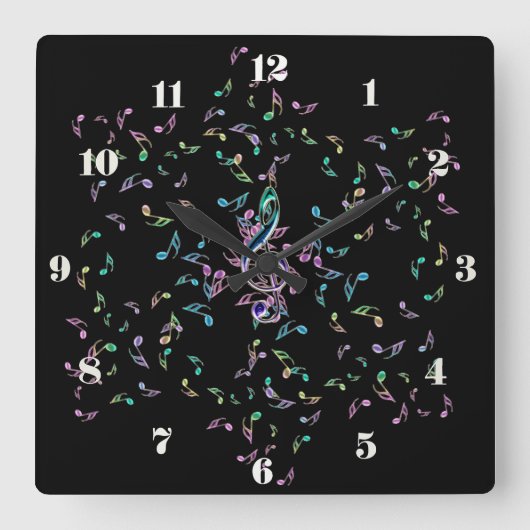 Carrée Notes de musique Étoile Mur Horloge (Recto)