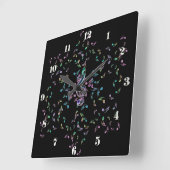Carrée Notes de musique Étoile Mur Horloge (Angle)
