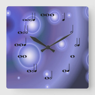 Carrée Notes musicales Horloge avec violet