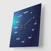 Carrée Notes musicales Horloge Minuit Bleu (Angle)
