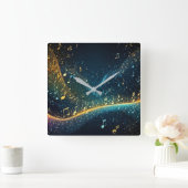 Carrée Ondes sonores et notes musicales design horloge mu (Maison)