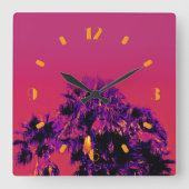 Carrée Palmiers tropicaux à chaleur numérique horloge mur (Recto)