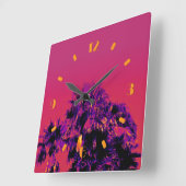 Carrée Palmiers tropicaux à chaleur numérique horloge mur (Angle)