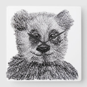 Carrée Panda Portez Votre Carré Personnalisé Horloge Mur