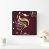 Carrée Personnaliser Monogramme S Horloge Mur (Maison)