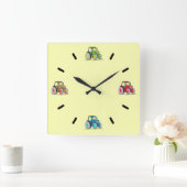Carrée Petits Tracteurs, Horloge Mural Acrylique Citron (Maison)