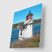 Carrée Phare de Squirrel Point, Maine Carré Horloge mural (Angle)