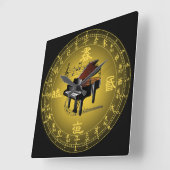 Carrée Plaque de numérotation chinoise ~ Horloge musicale (Angle)