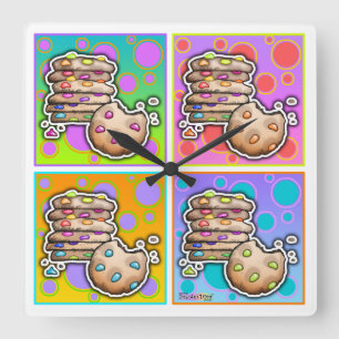 Carrée Pop Art Chocolate Chip COOKIES MUR HORLOGE