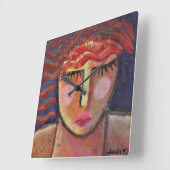 Carrée Portrait Abstrait d'une femme grande horloge (Angle)