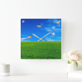 Carrée Quand Les Chiens Volent Carré Horloge (Maison)