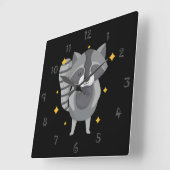 Carrée Randy Le Mur Racoon Horloge (Angle)