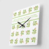 Carrée Rassembler Rosebuds Citer Mur Horloge (Angle)