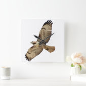 Carrée Red Tail Hawk Oiseau Faune Animal Mur Horloge (Maison)