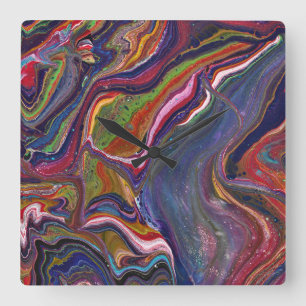 Carrée Reine pour un jour 1 Horloge abstraite colorée sau