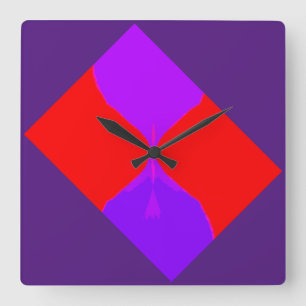 Carrée Rétro image horloge de carré pourpre et rouge de