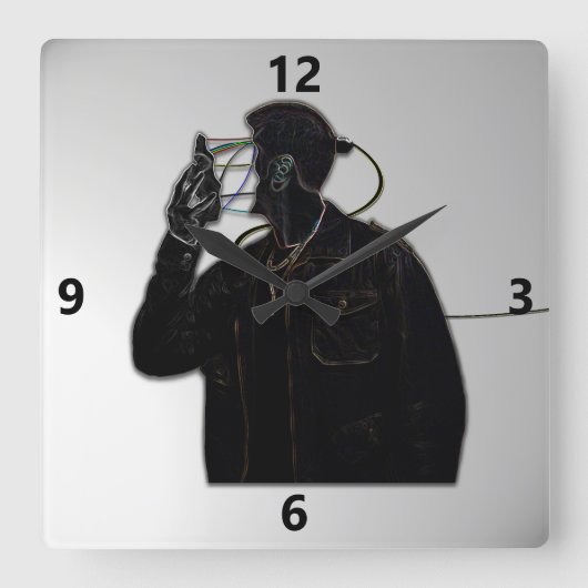 Carrée Robot Face Hors Mur Horloge (Recto)