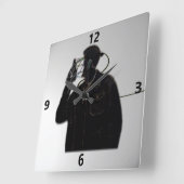 Carrée Robot Face Hors Mur Horloge (Angle)