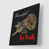 Carrée Rose serpent horloge python (Angle)