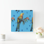 Carrée Rosella Parrot Aquarelle Mans Bureau Horloge (Maison)