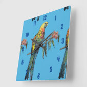 Carrée Rosella Parrot Aquarelle Mans Bureau Horloge (Angle)