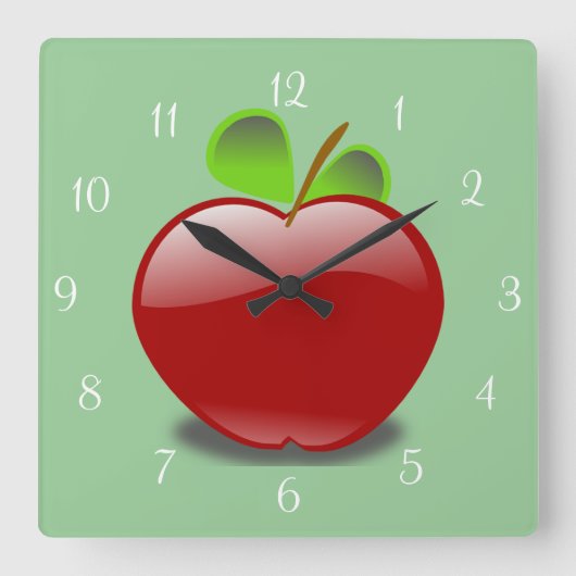 Carrée Rouge Apple Wall Horloge (Recto)