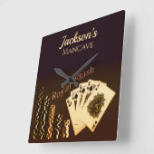 Carrée Royal Flush Poker Horloge Mur À Thème (Angle)