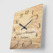 Carrée Rustique Lumière Brown Faux Horloge en Pierre Pers (Angle)