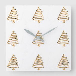 CARRÉE ***SAPLINS DE NOËL MODERNES*** HORLOGE