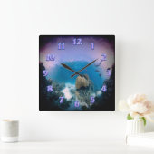 Carrée Scène sous-marine Wall Horloge (Maison)