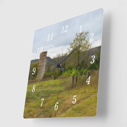 Carrée Silo Reste debout Mur Horloge (Angle)