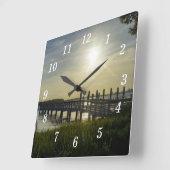 Carrée Soirée Paisible À Cooper River Wall Horloge (Angle)