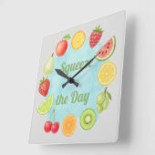 Carrée Squeeze Day - Aquarelle Fruit Horloge (Angle)